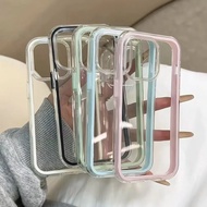 Suitable for 17Air Phone Case Solid Color Frame Transparent 16ProMax Shock-resistant 15P 2 in 1 14 F