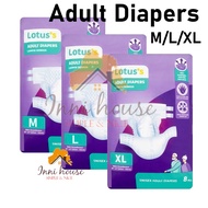 Lotus's Adult Diaper M10/L8/XL8 Lampin Orang Dewasa Taped Diapers