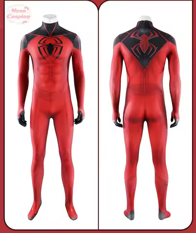 MC Kaine Parker Red Spider Battle Coat Cosplay Costume Bodysuit Jumpsuit NexoCosplay