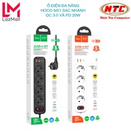 Ổ cắm điện thông minh HOCO NS1 hỗ trợ 2 USB quick charge và 1 typeC PD 20W - công suất tải đến 4000W