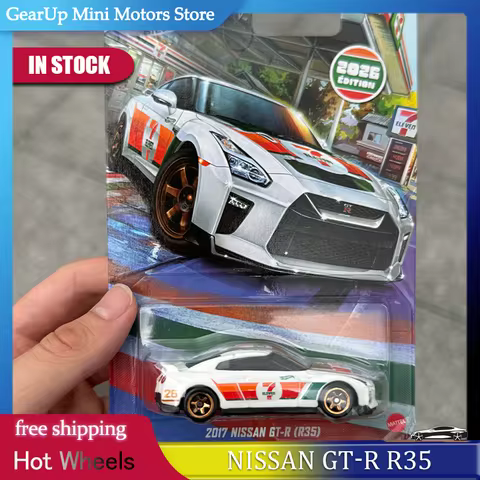 In Stock Hot Wheels 1:64 2017 Nissan GT-R R35 7-Eleven Co-branded Diecast Car Model 7-ELEVEN Limited