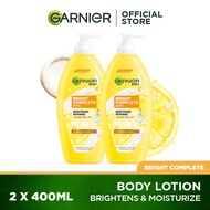 Garnier Bright Complete Body Lotion Serum Milk UV Skin Care - Paket isi 2 - 400ml (Light Complete Untuk Kulit Cerah Cepat)