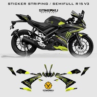 STICKER STRIPING MONSTER ENERGY / YAMAHA R15V3 / SEMIFULL / STOCK / DECALS / R15 / V3 // STIKER / S