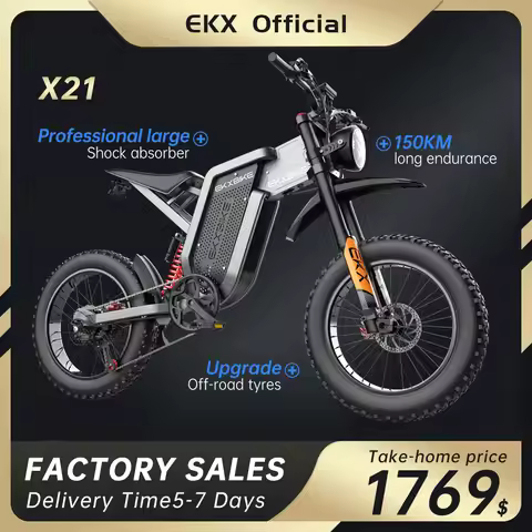 EKX X21 Adults Electric Bike 2000W 48V35AH li-ion Battery 55km/h Snow Electric Motorcycles 20“*4.0 O