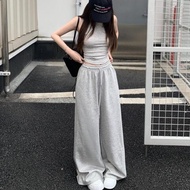 Korean Baggy Lazy Gray Sports Sweatpant Women Jazz Dance Loose Casual Wide Leg Trousers