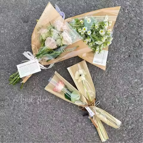 20/30pcs Fashion Rose Packing Sleeve Bag Wrapping Sleeve Clear Single Rose Bouquet Packing Bag Flowe