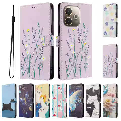 Cute Cat Butterfly Flower Painting Leather Flip Case For Oppo A5 A5 Pro A5X A3 A3 Pro A3X A5M Wallet