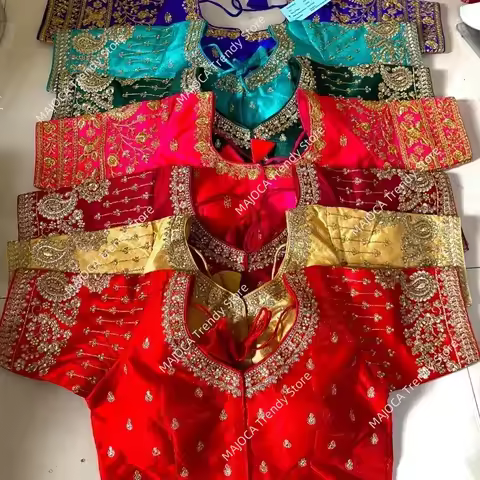 Indian Traditional Clothing for Women Tops Readymade Saree Sari Blouses Short Sleeve Crop Top India 