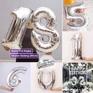 Jumbo Number Balloon SILVER 80 Cm / Large Number Foil Balloon / number balloon