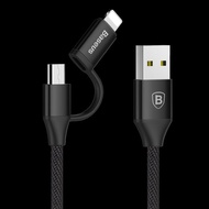 BASEUS Kabel Yiven 2in1 Lightning Micro USB Charger Samsung Xiaomi Oppo Vivo Android Iphone Ipod Ipad Not remax aukey anker mcdodo Vivan