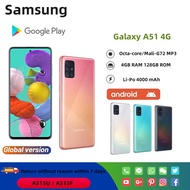 Samsung Galaxy A51 4G A515U A515F ปลดล็อก Octa-core 6.5 นิ้ว 4GB RAM 128GB ROM 48MP Quad กล้อง Android โทรศัพท์มือถือ