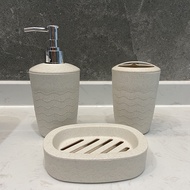 3Pcs/Set Wheat Straw Soap Dispenser Toothbrush Holder Soap Box Washroom Suit Bathroom Accessories