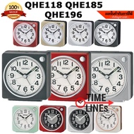 SEIKO รุ่น QHE197 QHE196 QHE118 QHE185 นาฬิกาปลุก ขนาดเล็ก ของแท้ 100% เสียง BEEP มี Snooze เดินเรียบ เข็มพรายน้ำ QHE QHE118 QHE196