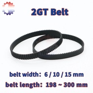 GT2 Timing Belt 2GT Belt Length 198mm-300mm Closed Loop Rubber Belt Width 6 10 15mm 2M