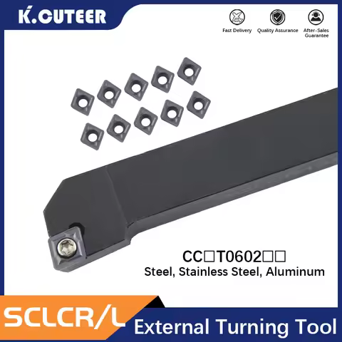 10PCS CCMT/CCGT06 Carbide Inserts + 1PC SCLCR0808H06 SCLCR1010F06 SCLCR1212H06 SCLCR1616H06 CNC Lath