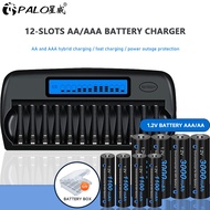 PALO 12 Slots LCD Display Battery Charger Fast Charging For 1.2V AA / AAA Battery Ni-Cd/Ni-MH Rechargeable Battery