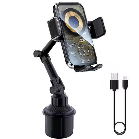 15W Auto Clamping Wireless Car Charger Stand for Samsung Z Fold5 4 3 VIVO X Fold2 Car Cup Holder Pho