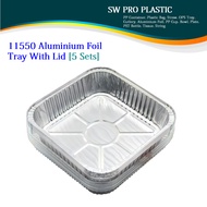 11550 Aluminium Foil Tray With Lid (5 Sets) / Aluminium Tray / Foil Container / Bekas Aluminium