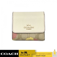 กระเป๋าสตางค์ COACH CH719 SMALL TRIFOLD WALLET IN SIGNATURE CANVAS WITH FLORAL CLUSTER PRINT (IMOT4)