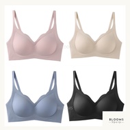 BLOOMS Premium Quality Velvet Seamless Wireless Bra Deep V Full Coverage Comfy Bra 3D Natural Latex 