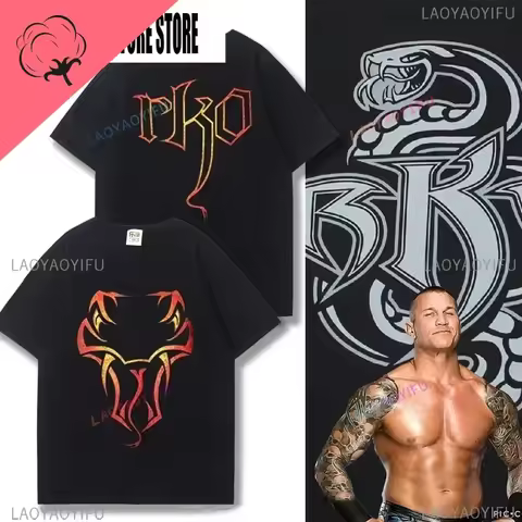 Men's Retro Wrestler Auden Randy Peripheral T-shirt Short sleeved Wrestling RKO Snake