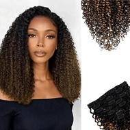 SIYUSI Kinky Curly Clip In Extensions, 3C 4A 100% Brazilian Remy Human Hair Clip Ins, Invisible & Sc