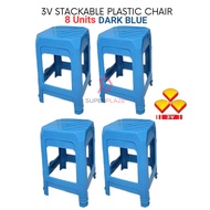 8 Units Dark Blue 3V Stackable Plastic Stool Plastic Chair Plastic Bench Guest Stool