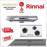 RINNAI RH-S259-SSR-T SLIMLINE HOOD SENSOR TOUCH CONTROL  +  RINNAI RB-93US 3 BURNER BUILT-IN HOB STAINLESS STEEL BUNDLE