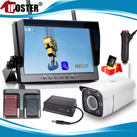 iPoster 10.1" IPS Screen DVR Monitor 1080P 30x Optical Zoom Wireless Camera Hitch For crane/tower cr
