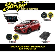 Set Penuh Android Player + Speaker Stinger untuk Perodua Myvi Gen3 | Myvi Gen3 Stinger Full Set Spea