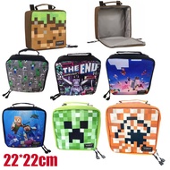 IN STOCK 22cm Minecraft Thermal Insulation Lunch Bag Portable Students Kids Cartoon Storage Bag Back