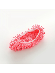 1 件粉紅色雪尼爾纖維拖把拖鞋鞋套,家用清潔拖把頭替換件,可水洗,靜音,存儲尺寸 17 厘米x 15 厘米
