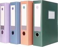 komstuon Pack of 4 A4 Archive Boxes, Lever Arch Files, A4, 75 mm Deep, 4-Colour Foldable Document St