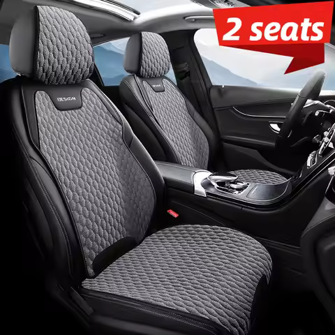 Front 2 Seats, a Must-Have for Summer, Comfortable and Breathable Linen Car Seat Cushion Cover, Beau