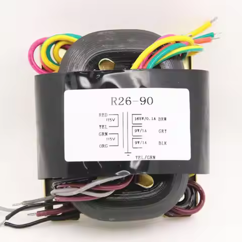 R26-90 40W Primary: 0-115vx2, Secondary: 0-165V(0.1A).0-9V X2(1A) High Quality R Type Transformer Fo