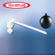 [ TECHPLAS ] FAI-1006-L7+F9A S/I PLASTIC BALL VALVE 15MM C/W 7" PLASTIC ARM + FLOAT BALL