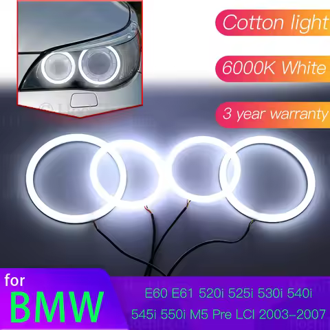 Angel Eyes Kit 6000L Cotton White Ring Light For BMW E60 E61 520i 525i 530i 540i 545i 550i M5 Pre LC