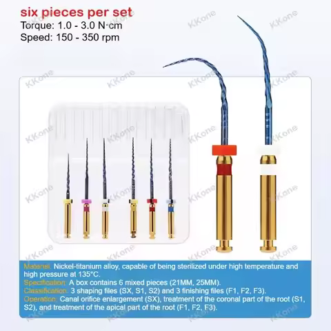 5 x6Pcs/Pack 21mm/25mm SX-F3 Dental Heat Activated Root Canal Files Rotary File Dentist Tools Endodo