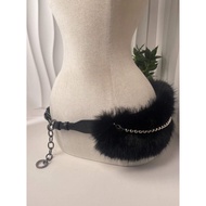 Fur belt with beads, y2k punk style, y2k women's fashion metal bead belt, fur belt