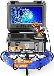 Sewer Camera 100FT with Locator, Anysun 9" HD Screen Pipe Drain Inspection with 12pcs LED Light, DVR Recorder with 32GB Card,512Hz Sonde IP68 Waterproof Plumbing Cam, 7mm Cable with Depth Marker…
