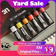 Yard Sale - 12/24 Colors Acrylic Paint Set 12ml Tube Acylic Paint Acrylic Colour Set 彩绘丙烯颜料 油画颜色