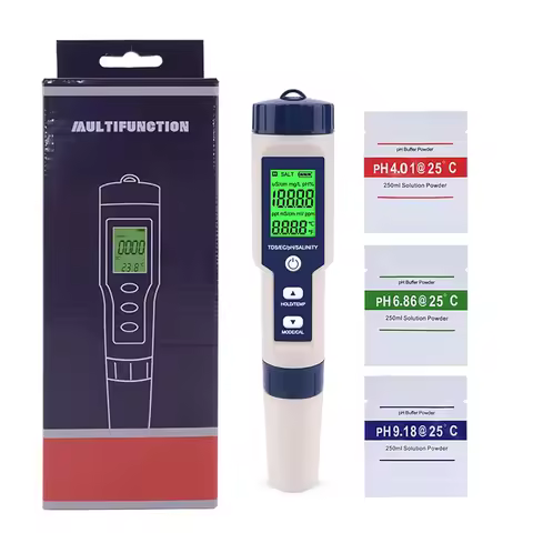 PH Meter for Water 5 in 1 PH Temp TDS and EC Meter,Salinity Meter,PH Tester,TDS Meter Digital Water