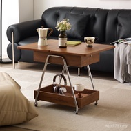 Solid Wood Coffee Table Side Table Sofa Living Rotatable Desktop Antique Simple Cart Small Medium Co