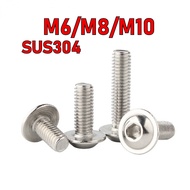 304 stainless steel round head with padded hexagon screw screw bolt pan head half round head M6/M8/M