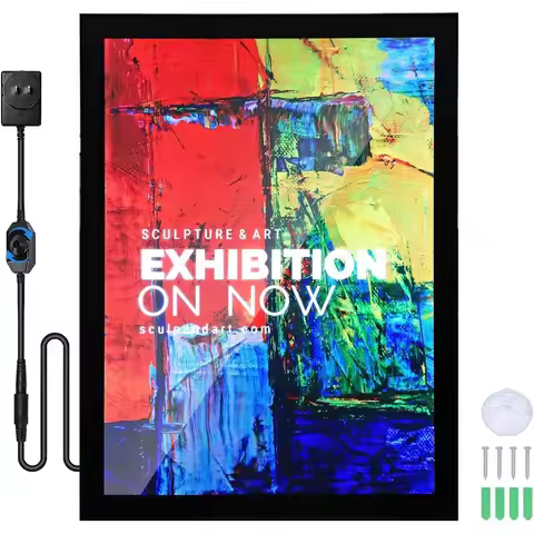 Led Movie Poster Frame 27" x 40" Photo Frame LED Light Box Display Sign Holder in Black, Wall Mounti