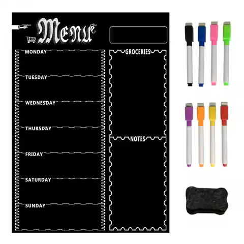 Refrigerator Chalkboard,Weekly Menu, Meal Planner, Grocery Shopping List, Board, for Kitchen Fridge 