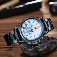 Swiss Army Chrono Luxury Rantai Stainless Steel Hitam dengan Tampilan Analog Import Terbaru