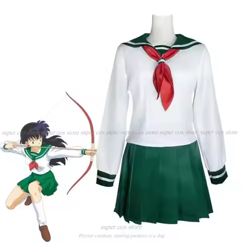 Inuyasha Higurashi Kagome Cosplay Costumes Women's Suit Halloween Schoolgirl Sailor Uniform Skirtss;