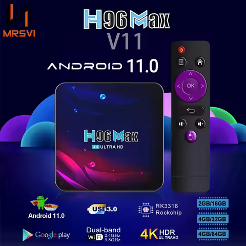 MRSVI H96 Max Android TV Box V11 Android11 Quad Core 4GB 64GB Rockchip 3318 HD 4K 3D Video 5G Dual W
