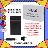 LP-E8 PROOCAM BATTERY LI-ON &amp; CHARGER VILOSO CAMERA for Canon 550D 600D 650D 700D